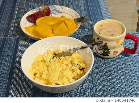 Homemade Breakfast With Fresh Mango 140641746