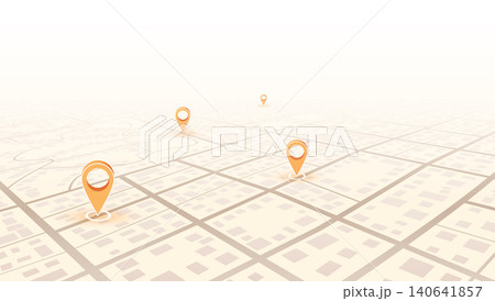 Navigation concept with pin pointers. Location pin on perspective city map. Vector illustration Navigation concept with pin pointers. Location pin on perspective city map. Vector illustration 140641857