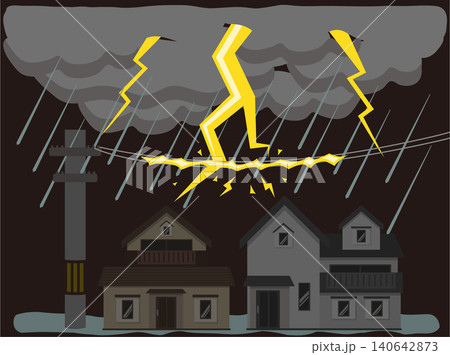 落雷により停電した家 落雷により停電した家 140642873