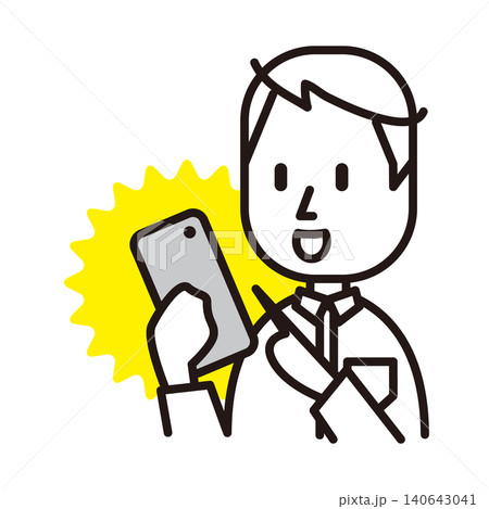 スマホを操作する男性のイラスト 140643041