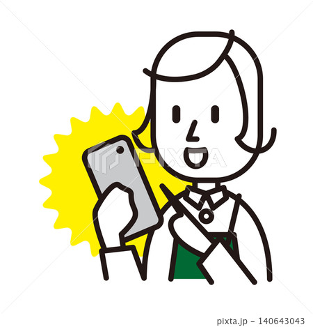 スマホを操作する店員のイラスト 140643043