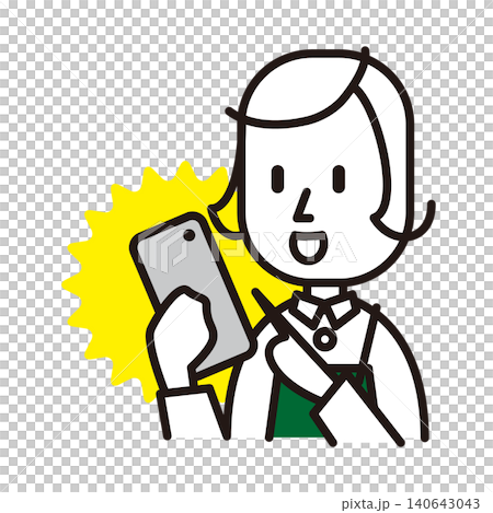 スマホを操作する店員のイラスト 140643043