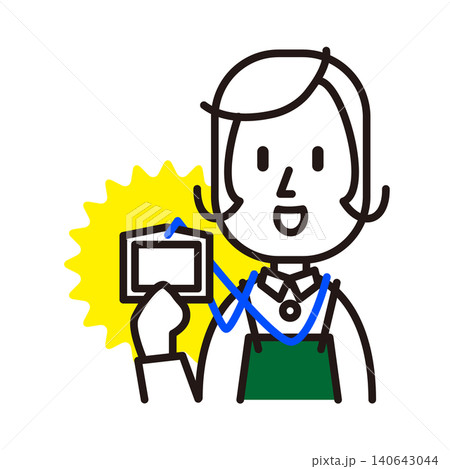 身分証を見せる店員のイラスト 140643044