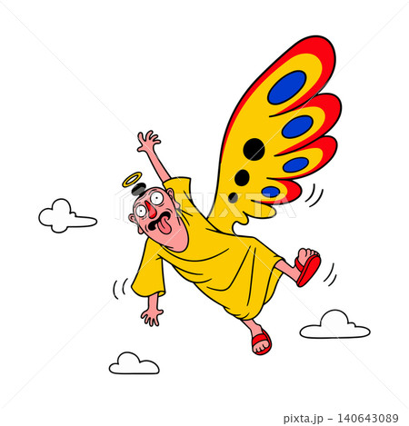 Cartoon Angel Falling with Butterfly Wings 140643089