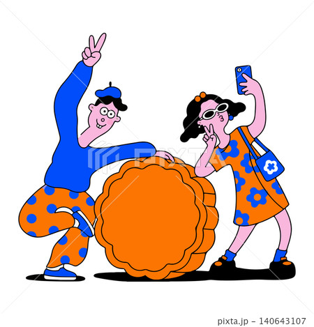 Friends Taking a Selfie with a Giant Coin Friends Taking a Selfie with a Giant Coin 140643107
