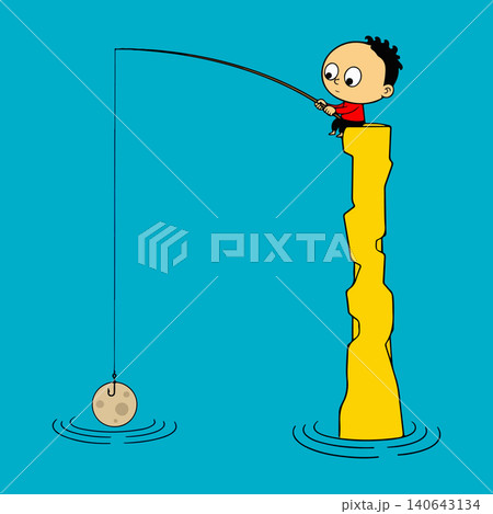 Boy fishing for the moon Boy fishing for the moon 140643134