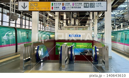 新幹線が停車するプラットフォーム 〈JR東日本・IGRいわて銀河鉄道の盛岡駅/ 岩手県盛岡市〉 140643610
