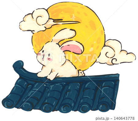 Mid Autumn rabbit illustration set, cute bunny character with mooncake and lantern, Chinese moon festival celebration, traditional oriental culture symbol, whimsical hand drawn greeting card design. Mid Autumn rabbit illustration set, cute bunny character with mooncake and lantern, Chinese moon festival celebration, traditional oriental culture symbol, whimsical hand drawn greeting card design. 140643778