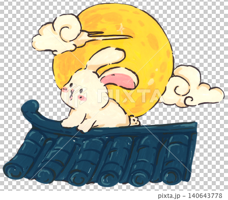 Mid Autumn rabbit illustration set, cute bunny character with mooncake and lantern, Chinese moon festival celebration, traditional oriental culture symbol, whimsical hand drawn greeting card design. Mid Autumn rabbit illustration set, cute bunny character with mooncake and lantern, Chinese moon festival celebration, traditional oriental culture symbol, whimsical hand drawn greeting card design. 140643778