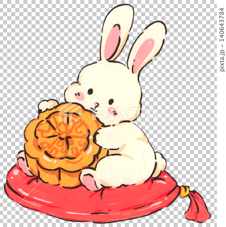 Mid Autumn rabbit illustration set, cute bunny character with mooncake and lantern, Chinese moon festival celebration, traditional oriental culture symbol, whimsical hand drawn greeting card design. Mid Autumn rabbit illustration set, cute bunny character with mooncake and lantern, Chinese moon festival celebration, traditional oriental culture symbol, whimsical hand drawn greeting card design. 140643784