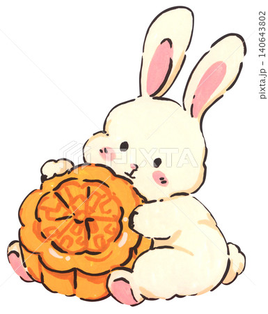 Mid Autumn rabbit illustration set, cute bunny character with mooncake and lantern, Chinese moon festival celebration, traditional oriental culture symbol, whimsical hand drawn greeting card design. Mid Autumn rabbit illustration set, cute bunny character with mooncake and lantern, Chinese moon festival celebration, traditional oriental culture symbol, whimsical hand drawn greeting card design. 140643802