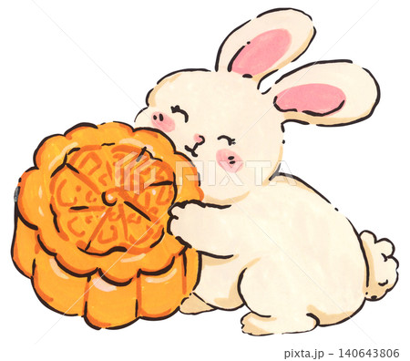 Mid Autumn rabbit illustration set, cute bunny character with mooncake and lantern, Chinese moon festival celebration, traditional oriental culture symbol, whimsical hand drawn greeting card design. Mid Autumn rabbit illustration set, cute bunny character with mooncake and lantern, Chinese moon festival celebration, traditional oriental culture symbol, whimsical hand drawn greeting card design. 140643806