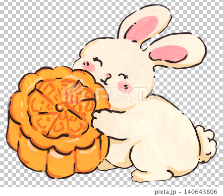 Mid Autumn rabbit illustration set, cute bunny character with mooncake and lantern, Chinese moon festival celebration, traditional oriental culture symbol, whimsical hand drawn greeting card design. Mid Autumn rabbit illustration set, cute bunny character with mooncake and lantern, Chinese moon festival celebration, traditional oriental culture symbol, whimsical hand drawn greeting card design. 140643806