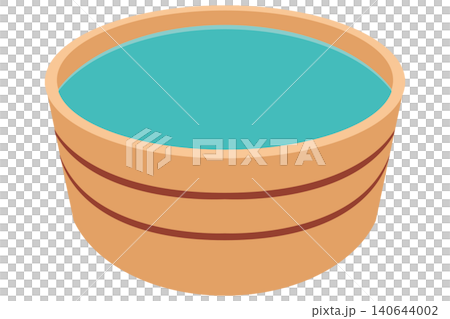 Hinoki wood bathtub, hot spring vector illustration Hinoki wood bathtub, hot spring vector illustration 140644002