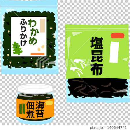 市販のワカメふりかけと塩昆布と海苔佃煮 140644741