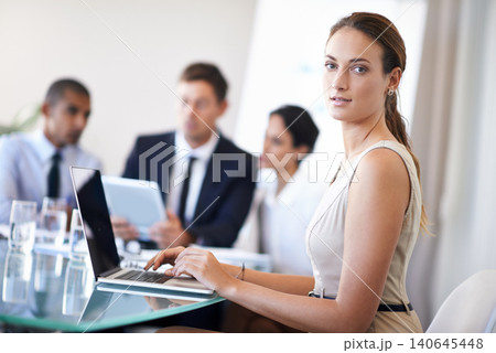 Businesswoman, thinking and office with laptop, corporate environment with online technology. Consultant, idea for teamwork collaboration, partnership and web search for administrator and employees Businesswoman, thinking and office with laptop, corporate environment with online technology. Consultant, idea for teamwork collaboration, partnership and web search for administrator and employees 140645448