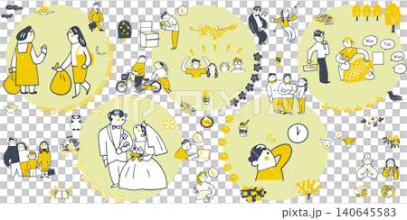 多文化共生 在日外国人と日本人の日常 異文化交流の摩擦と信頼 シンプルなイラストセット 多文化共生 在日外国人と日本人の日常 異文化交流の摩擦と信頼 シンプルなイラストセット 140645583