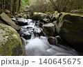 森をバックに沢山の石の間を流れる白い沢 140645675