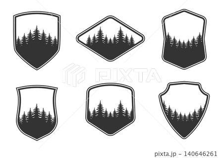 Camp Adventure Crest Templates Vector Collection. Camp Adventure Forest Shields and Outdoor Badge Shapes Camp Adventure Crest Templates Vector Collection. Camp Adventure Forest Shields and Outdoor Badge Shapes 140646261