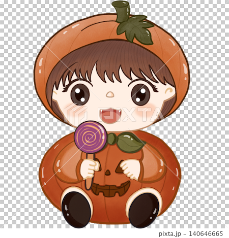 Little cute boy with pumpkin costume Halloween Little cute boy with pumpkin costume Halloween 140646665