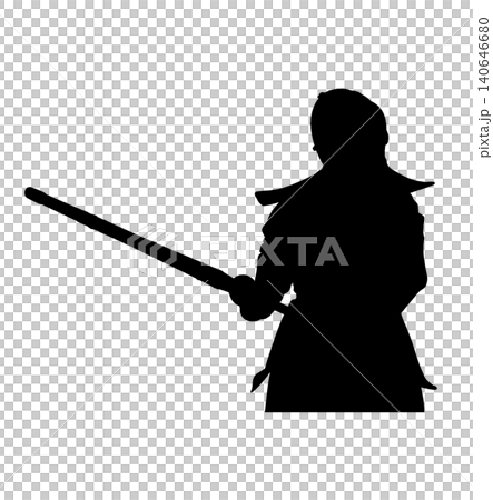 upper body silhouette of a man practicing kendo upper body silhouette of a man practicing kendo 140646680