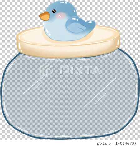 The glass jar with cute cover bird The glass jar with cute cover bird 140646737