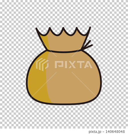 Flat illustration of a treasure bag/money bag (with shadow) for good fortune and wealth. Flat illustration of a treasure bag/money bag (with shadow) for good fortune and wealth. 140648048