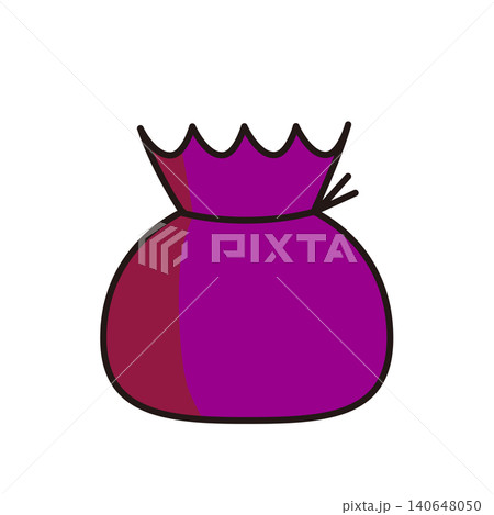 宝袋・お金袋のフラットイラスト(影付き)金運・開運 宝袋・お金袋のフラットイラスト(影付き)金運・開運 140648050