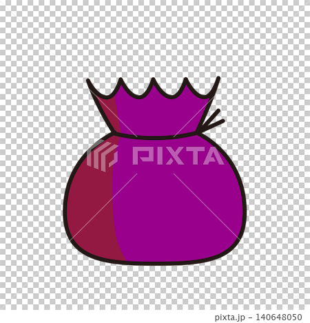 宝袋・お金袋のフラットイラスト(影付き)金運・開運 宝袋・お金袋のフラットイラスト(影付き)金運・開運 140648050
