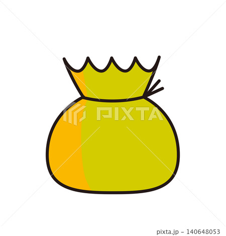宝袋・お金袋のフラットイラスト(影付き)金運・開運 宝袋・お金袋のフラットイラスト(影付き)金運・開運 140648053