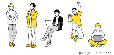 若い男性の様々なポーズセット 全身 若い男性の様々なポーズセット 全身 140648372