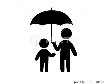 雨の日に傘をさす親子のイラスト 雨の日に傘をさす親子のイラスト 140648514