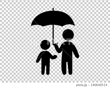 雨の日に傘をさす親子のイラスト 雨の日に傘をさす親子のイラスト 140648514