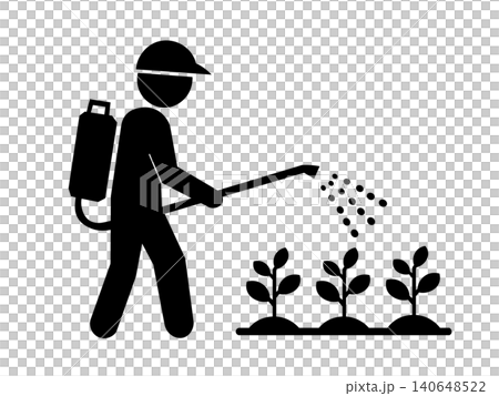 畑で農薬を散布する農家のイラスト 畑で農薬を散布する農家のイラスト 140648522