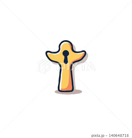 Abstract illustration of a keyhole-shaped figure, symbolizing security, access, and protection. This imaginative design represents safeguarding homes, buildings, and infrastructure by highlighting 140648718