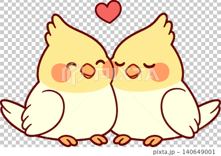Cute cartoon cockatiel couple Cute cartoon cockatiel couple 140649001