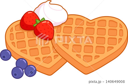 Cartoon heart shaped waffles drawing 140649008