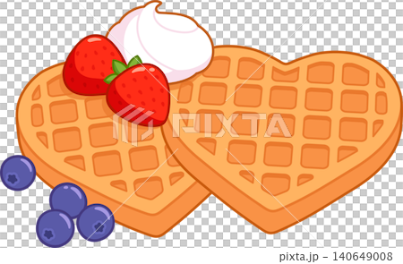 Cartoon heart shaped waffles drawing 140649008