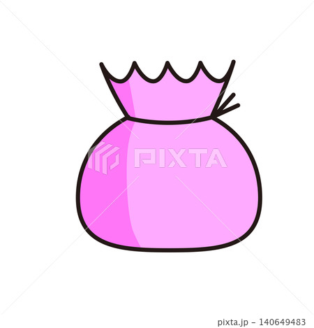 宝袋・お金袋のフラットイラスト(影付き)金運・開運 宝袋・お金袋のフラットイラスト(影付き)金運・開運 140649483