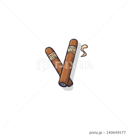 This image depicts two exquisitely handcrafted cigars, radiating an aura of sophisticated leisure. The detailed illustration highlights the fine craftsmanship and the promise of a rich, aromatic This image depicts two exquisitely handcrafted cigars, radiating an aura of sophisticated leisure. The detailed illustration highlights the fine craftsmanship and the promise of a rich, aromatic 140649577