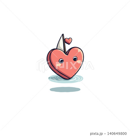 A heart-shaped sailboat gently navigates on calm waters, its endearing eyes reflect a serene and joyful journey, embodying the essence of affection and romantic exploration. The adorable cartoon A heart-shaped sailboat gently navigates on calm waters, its endearing eyes reflect a serene and joyful journey, embodying the essence of affection and romantic exploration. The adorable cartoon 140649800