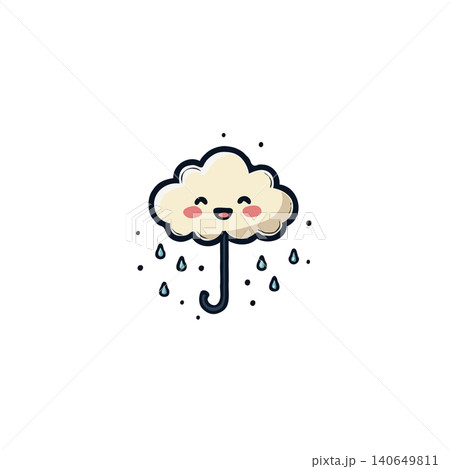 A charming and playful illustration showcasing a cloud ingeniously designed as an umbrella, providing shelter from gentle raindrops, the cute and smiling face adds a touch of whimsy and joy, making A charming and playful illustration showcasing a cloud ingeniously designed as an umbrella, providing shelter from gentle raindrops, the cute and smiling face adds a touch of whimsy and joy, making 140649811