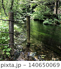 新緑に包まれた清流と透明な水辺の風景 140650069