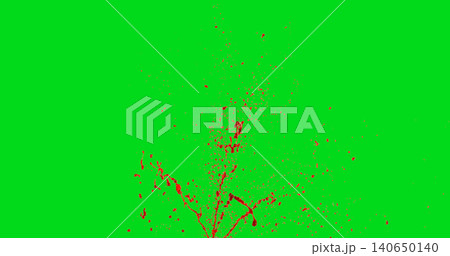 High speed red liquid splash explosion isolated on green screen background. Dynamic fluid burst with droplets for chroma key compositing, VFX, motion graphics and video editing. High speed red liquid splash explosion isolated on green screen background. Dynamic fluid burst with droplets for chroma key compositing, VFX, motion graphics and video editing. 140650140