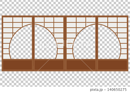Shoji screen door with continuous circular window design (vector illustration) Shoji screen door with continuous circular window design (vector illustration) 140650275