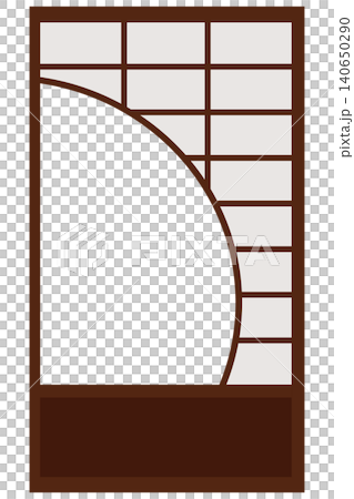 Japanese-style vector illustration of a shoji screen door with a round window. Japanese-style vector illustration of a shoji screen door with a round window. 140650290