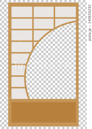 Japanese-style vector illustration of a shoji screen door with a round window. Japanese-style vector illustration of a shoji screen door with a round window. 140650292