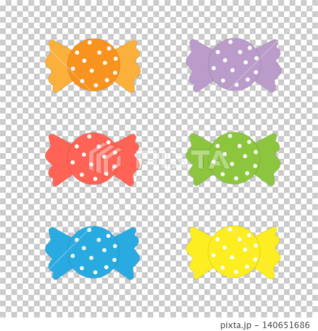 かわいい飴玉のイラスト6種類セット かわいい飴玉のイラスト6種類セット 140651686