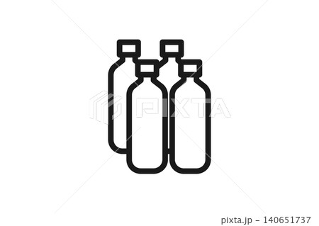 複数のペットボトル飲料水の線画アイコン 140651737