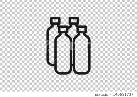 複数のペットボトル飲料水の線画アイコン 140651737